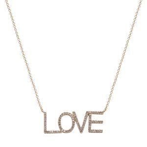 Rachel Koen Diamond Love Necklace 14K Yellow Gold 0.21Cttw